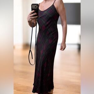 Plaid Spaghetti Strap Vintage BETSY JOHNSON MAXI Dress